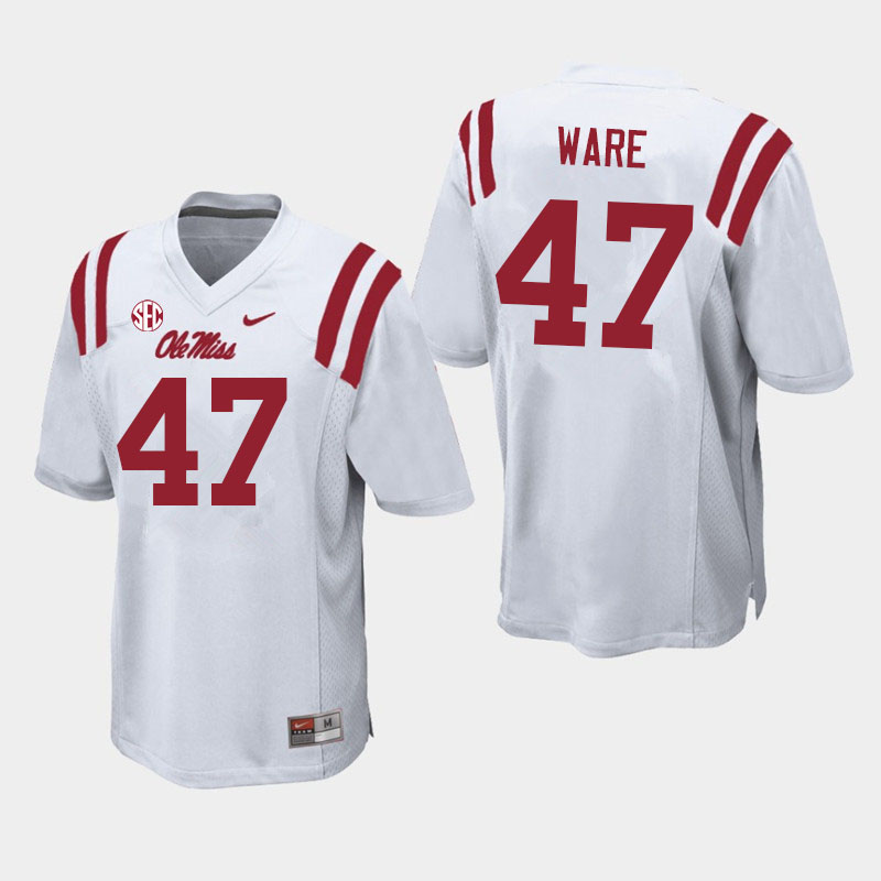 Men #47 Matt Ware Ole Miss Rebels College Football Jerseys Sale-White - Click Image to Close